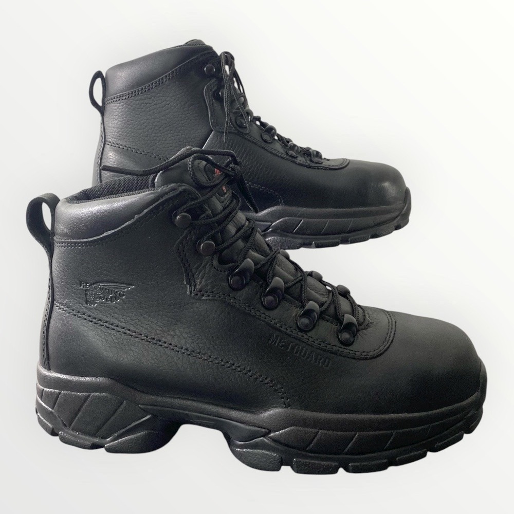 Red Wing Metguard Leather Work‎ Boots Mens Size 8 Black Safety Toe 6680